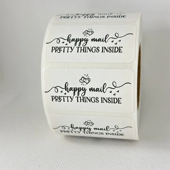 Happy mail sticker | pretty things inside sticker | shipping supplies 2in - Picture 5 of 6